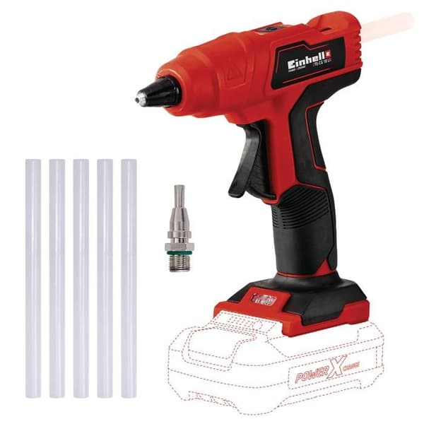 Einhell Trådlös limpistol TE-CG 18 Li - Solo Power X-Change (18V, med 5 limstavar) Levereras utan batteri eller laddare