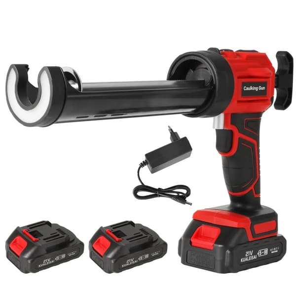 Trådløs elektrisk fugepistol, 4-hastighedsjustering, variabel udløserkontrol, 450LM LED-lys,Med 2XBatteri