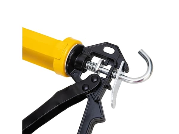 Deli Tools EDL2370, Pneumatisk tätningspistol, Svart, Gul, Gjuten aluminium, Stål, 230 mm, 1 styck