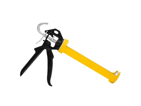 Deli Tools EDL2370, Pneumatisk tätningspistol, Svart, Gul, Gjuten aluminium, Stål, 230 mm, 1 styck
