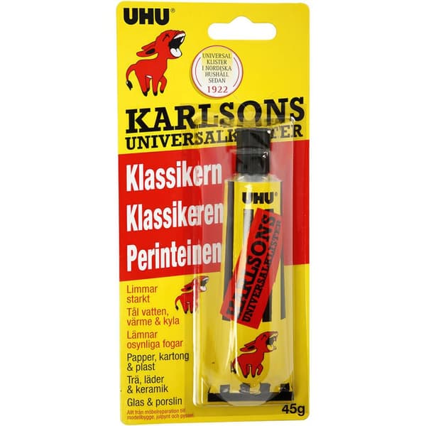 Karlsons Lim Universallim 45g för Papper Plast Kartong Trä Läder Glas Porslin
