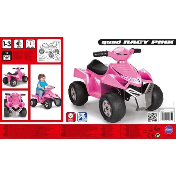 FEBER - Quad Racy Pink - Elfordon för barn 6 volt