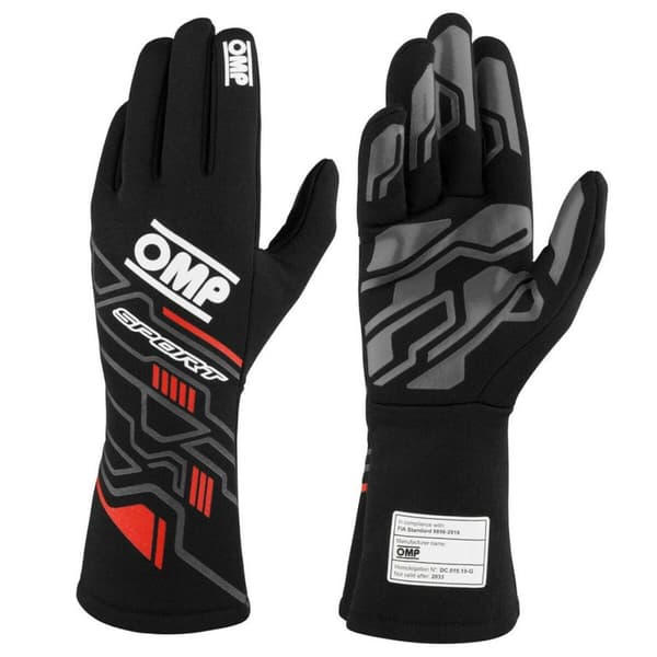 Men's Driving Gloves OMP SPORT Sort/Rød S
