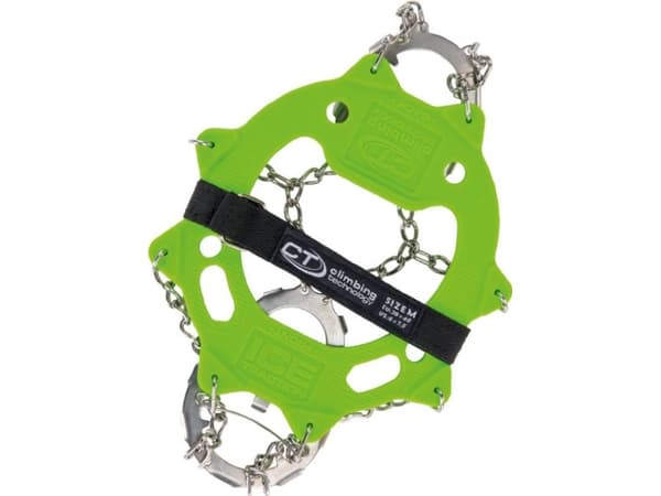 Climbing Technology Ice Traction Crampons Plus Green shoe holders. 38-40