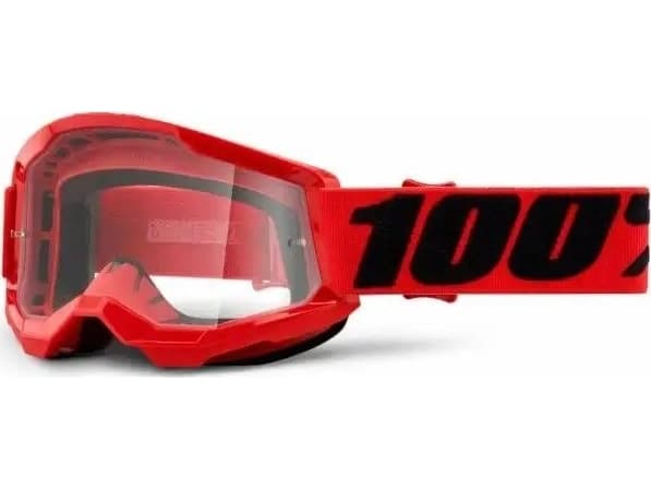 100% Goggles 100% STRATA 2 JUNIOR RED (Transparent Glass Anti-Fog, LT 88% -92%) (NEW)