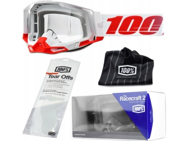 100% Goggles 100% RACECRAFT 2 ST-KITH (Transparent Glass Anti-Fog, LT 88% -92% + 10 Skidding) (NEW)