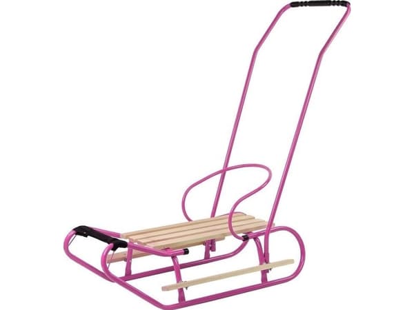 Import leantoys Metal Sled with Pusher Backrest Strap Pink