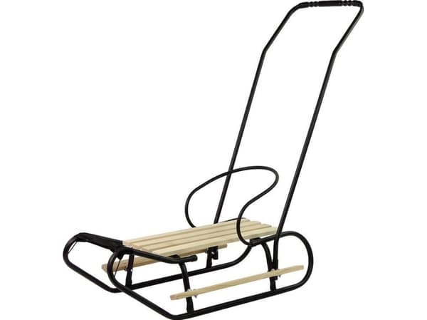 Import leantoys Metal Sledge with Pusher Back Strap Black