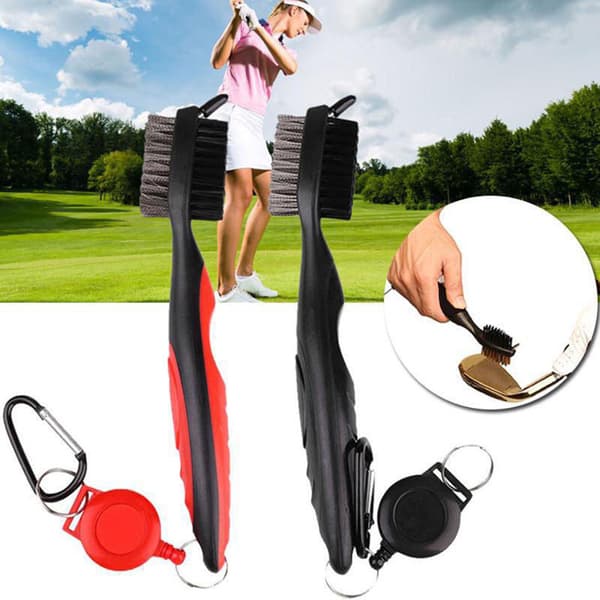 Golf Club Cleaning Brush & Groove Cleaner With Retractable Reel