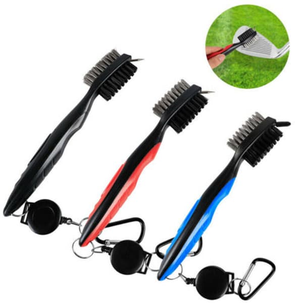Golf Club Cleaning Brush & Groove Cleaner With Retractable Reel