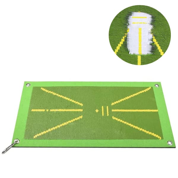 INF Golf Swing Træningsmåtte med Pløkker, Kugle, Karabinhage - 25x50 cm