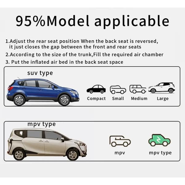 SUV-auton ilmapatja puhallettava patja irrotettava auton sänky