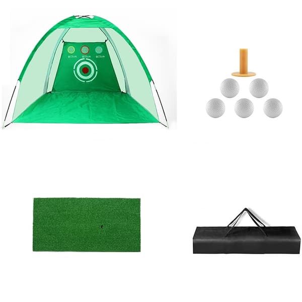 Golfnät för chippning med slagmatta, träningsbollar och peg 0