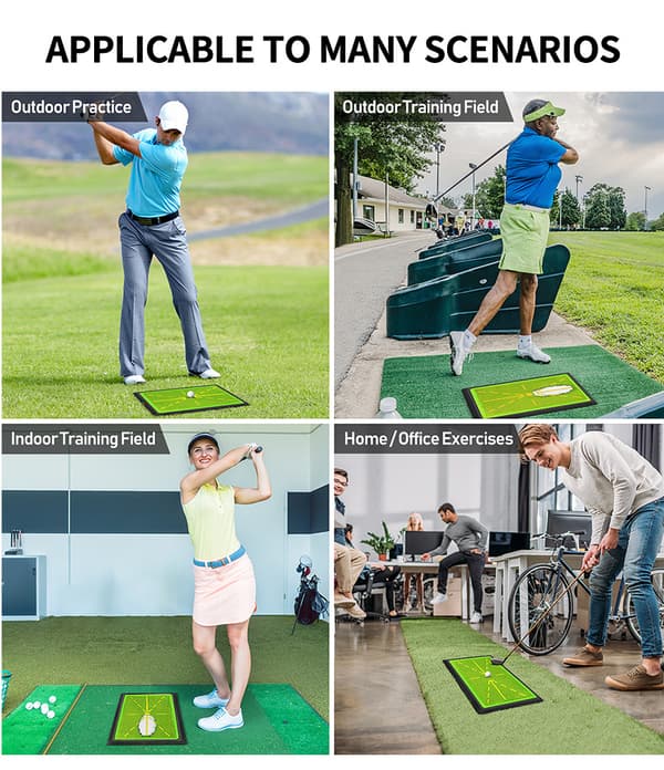 INF Golfswing träningsmatta med paljetter, slagmatta