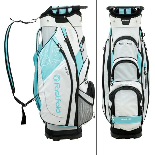 Ladies White/Blue vandtæt polyester Fastfold 14 rum golfbag med 14 rum