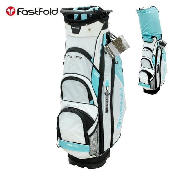 Ladies White/Blue vandtæt polyester Fastfold 14 rum golfbag med 14 rum