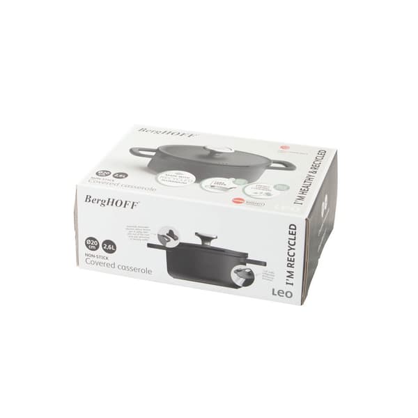 BergHOFF 20 cm vuoka - Phantom-sarja silikonisuojuksilla ja integroidulla siivilivll lasikannella