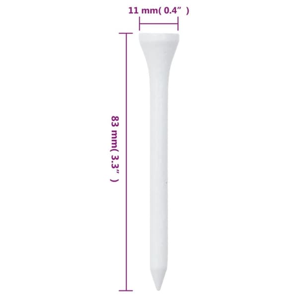 vidaXL Golfpeger 1000 stk hvit 83 mm bambus