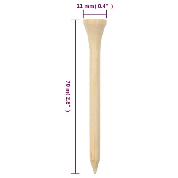 vidaXL golf-tees 1000 stk. 70 mm bambus