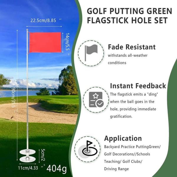 Golfhulskop og Flag, Bærbart Design, Ægte Puttingoplevelse, Ideel til Øvelse i Haven