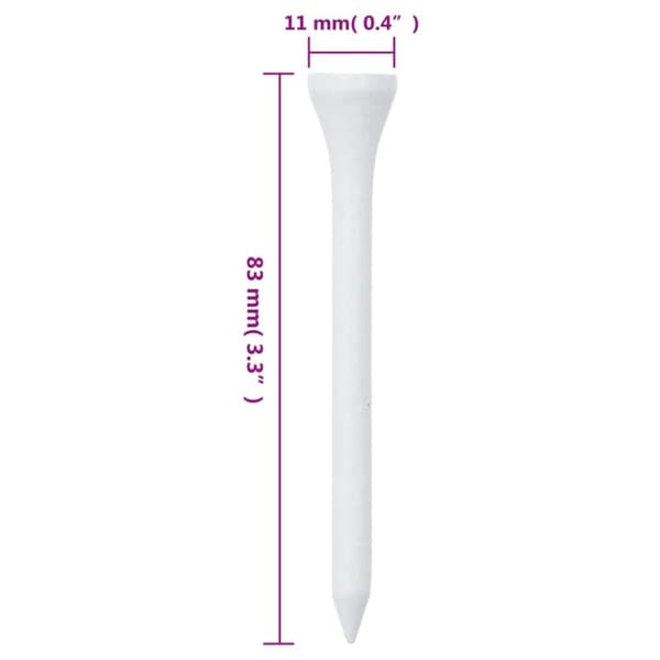 The Living Store golf-tees 1000 stk. 83 mm bambus hvid -  Golftees