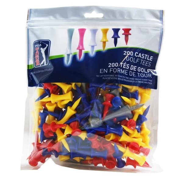 Golf Tees - PGA TOUR - Paket med 200 - Flerfärgad - 6 olika storlekar - Höjdjustering