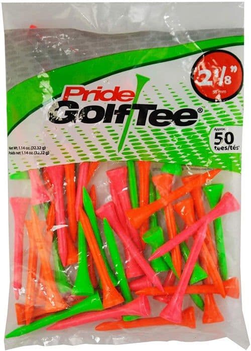 Pride Golf Tee - PG2185005 - 2-1/8" cm Deluxe Tee - Påse med 50, Citrus Mixed Colors, 50 Count