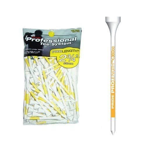 Golf Tees - Pride - PTS 70mm - Paket med 100 - Gul - Enkel identifiering