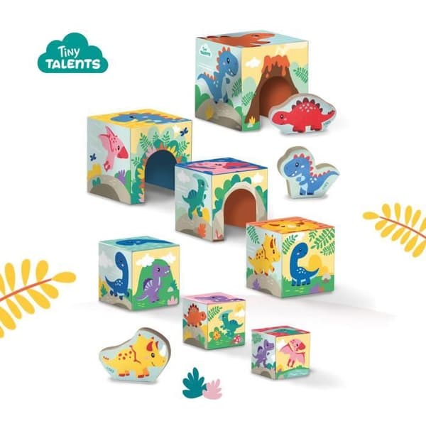 Stapelbart klosstorn med dinosauriefigurer - Skicklighetsspel - SES CREATIVE - Stapelbart torn med 3 dinosauriefigurer.