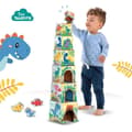 Miniatyrbild 5 av 6: Stapelbart klosstorn med dinosauriefigurer - Skicklighetsspel - SES CREATIVE - Stapelbart torn med 3 dinosauriefigurer.