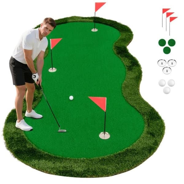 Golftræningsputtemåtte, 10x5 ft, Grøn