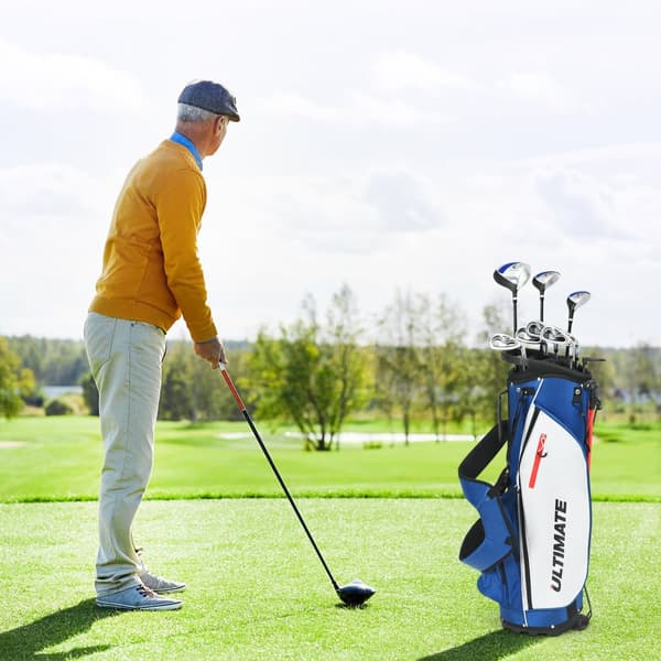 Golfkølle sæt, 9 dele til begyndere med stativtaske, ergonomisk design, kraftig metal