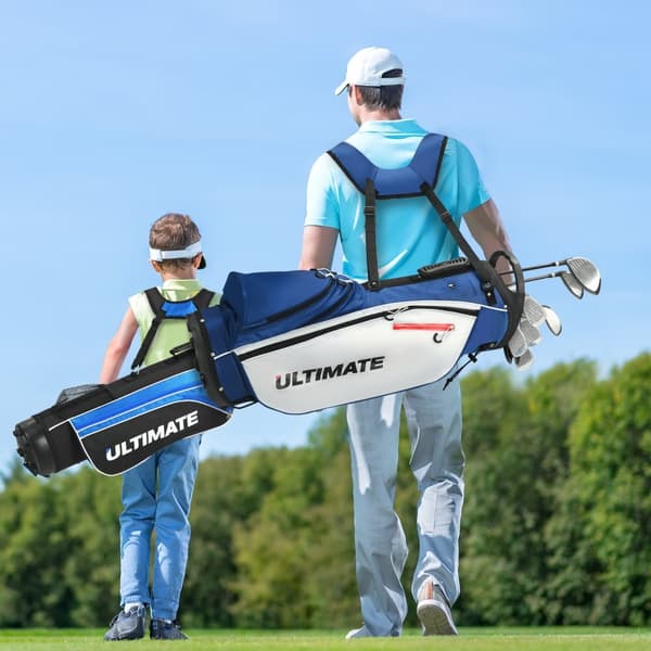 Golfkølle sæt, 9 dele til begyndere med stativtaske, ergonomisk design, kraftig metal