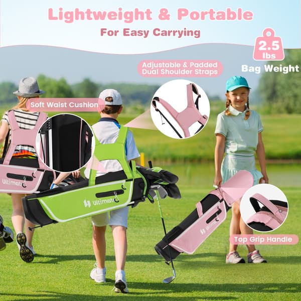 Golfmailasetti, Junior Täydellinen seisontalaukun sateenvarjo, 8.5"x5.5", Vaaleanpunainen