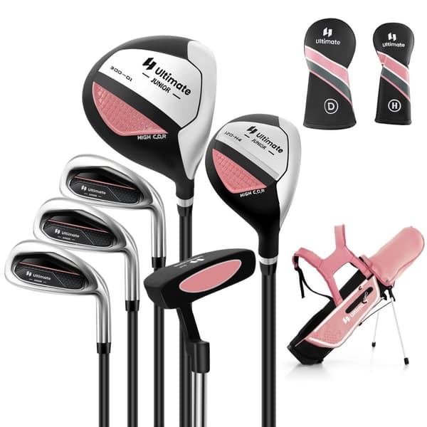 Golfkølle sæt, Junior Komplet med Stativtaske Regnslag, 8.5"x5.5", Pink
