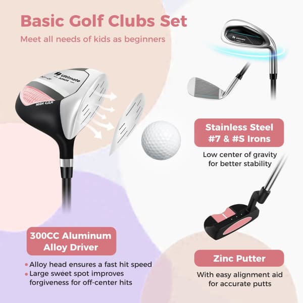 Golfklub sæt til børn, 8,5"x5,5", Pink
