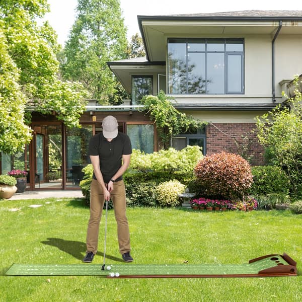 Golf Putting Mat, 10x1.2x0.5 ft, Brun Grøn