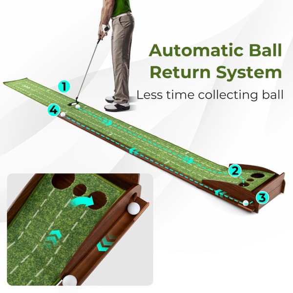 Golf Putting Mat, 10x1.2x0.5 ft, Brun Grøn