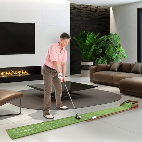 Golf Putting Mat, 10x1.2x0.5 ft, Brun Grøn