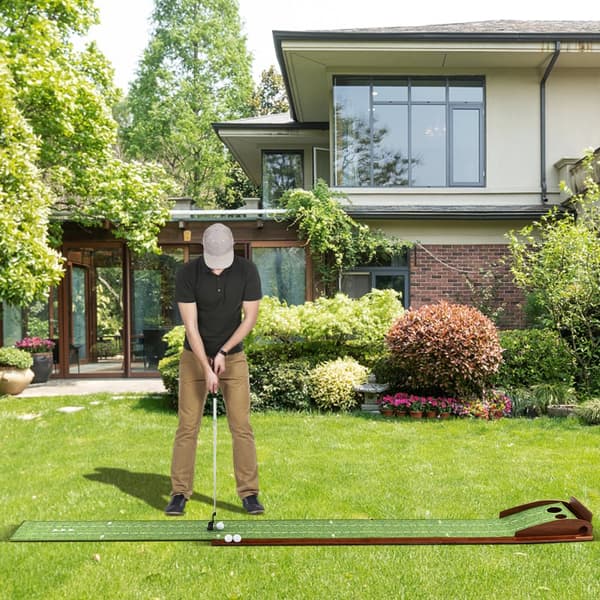 Golf Putting Mat, 10x1.2x6 ft, Brun Grøn