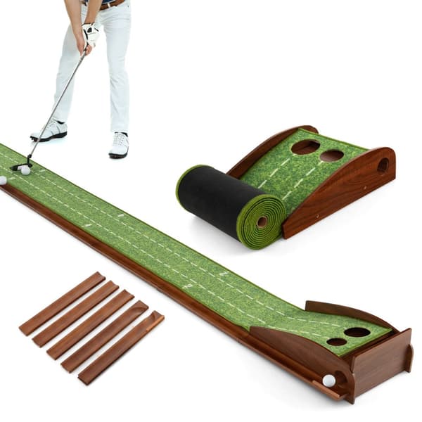 Golf Putting Mat, 10x1.2x6 ft, Brun Grøn