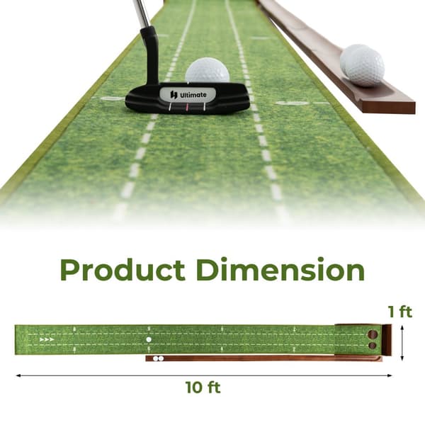 Golf Putting Mat, 10x1.2x6 ft, Brun Grøn