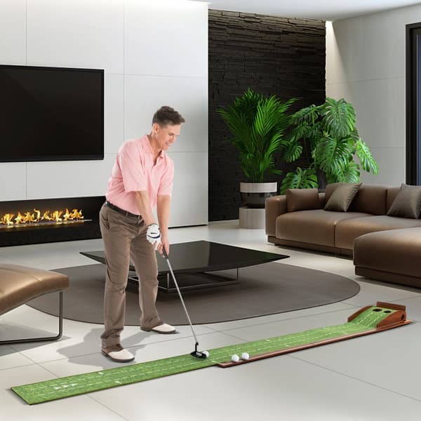 Golf Putting Mat, 10x1.2x6 ft, Brun Grøn