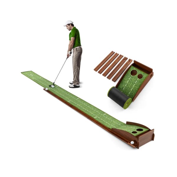 Golf Putting Mat, 10x1.2x6 ft, Brun Grøn