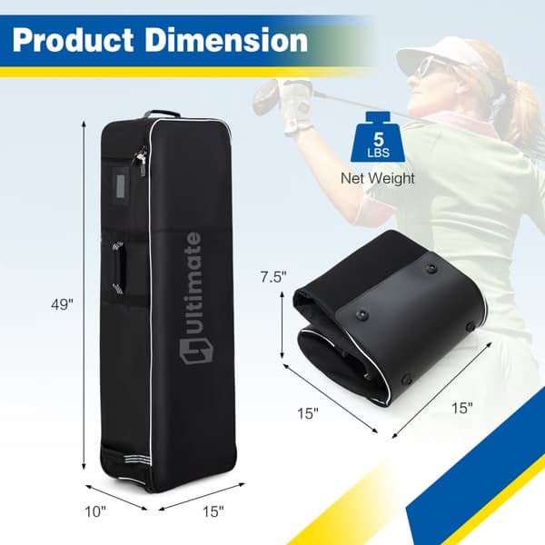 Golf rejsetaske, 15x10x49 tommer, sort