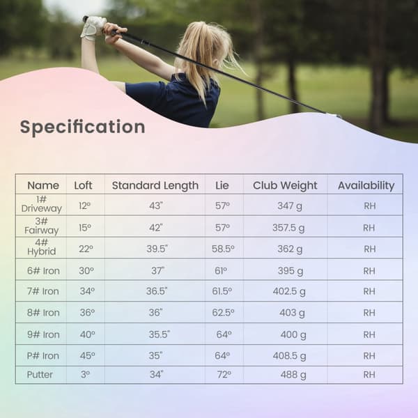 Golfkølle sæt, Dame 9 dele komplet, Pink