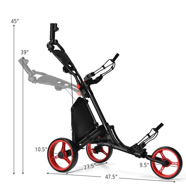 Golfvagn, 47,5x27,5x39-45 tum, Röd