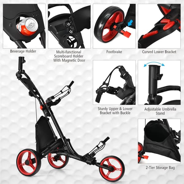 Golfvagn, 47,5x27,5x39-45 tum, Röd