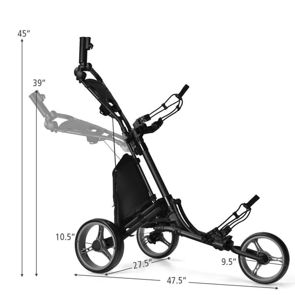 Golfvogn, 47,5x27,5x39-45 tommer, Grå