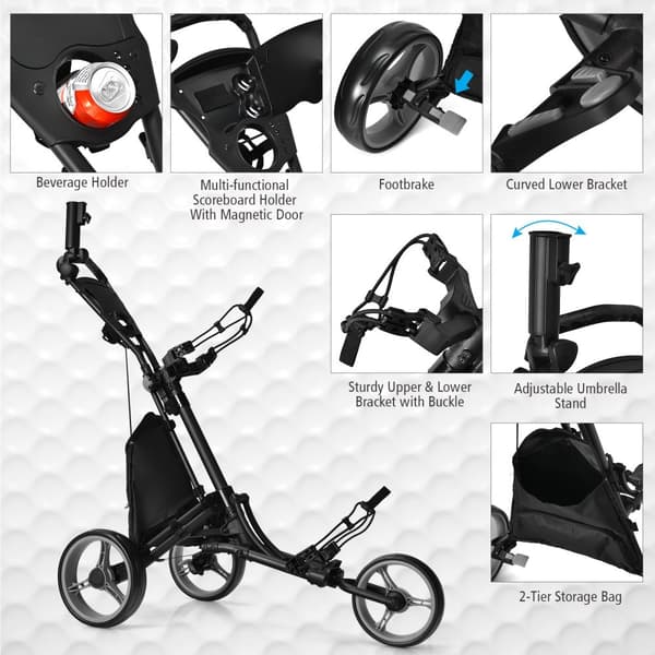 Golfvogn, 47,5x27,5x39-45 tommer, Grå
